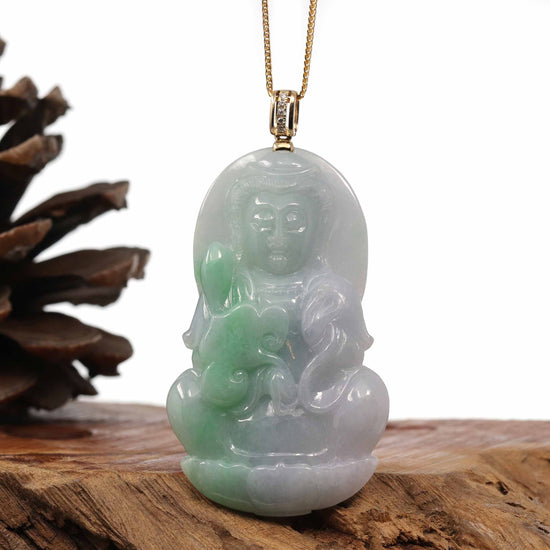 Natural jadeite jade Guanyin | Jade pendant necklace | Real jade jewelry | realjade.com