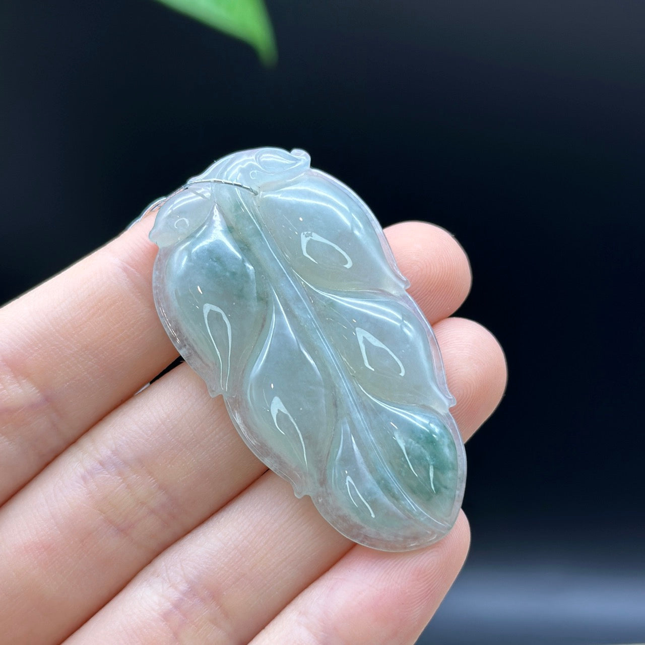 Load image into Gallery viewer, RealJade Co.¨ Genuine Ice Jadeite Jade Jin Zhi Yu Ye (Leaf) Necklace
