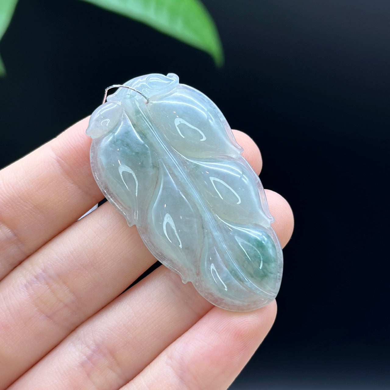 Load image into Gallery viewer, RealJade Co.¨ Genuine Ice Jadeite Jade Jin Zhi Yu Ye (Leaf) Necklace
