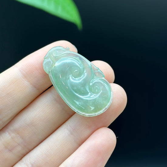 Genuine Green Jadeite Jade RuYi Pendant Necklace