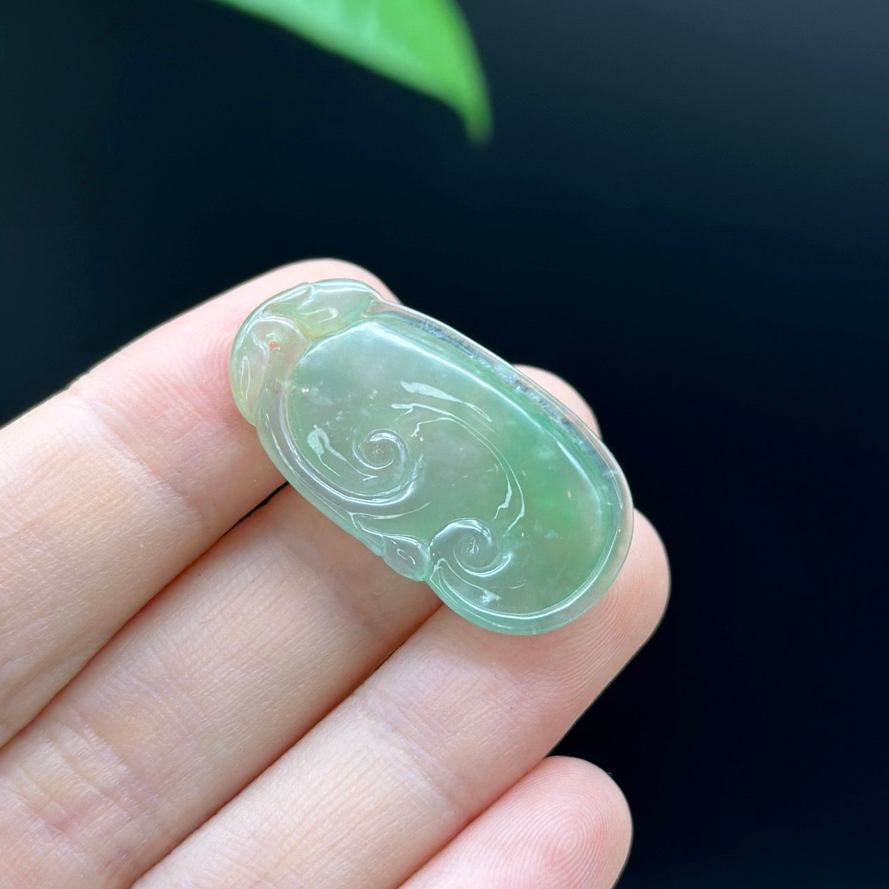 Genuine Green Jadeite Jade RuYi Pendant Necklace