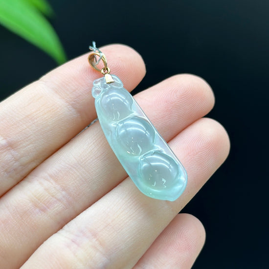 Load image into Gallery viewer, Genuine Burmese Ice Green Jadeite Pendant with 18k Yellow Gold Bail
