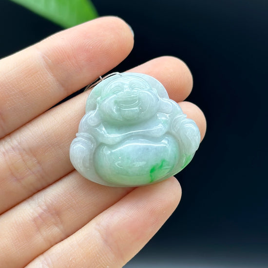 Load image into Gallery viewer, Genuine Burmese Jadeite Jade Happy Buddha Pendant
