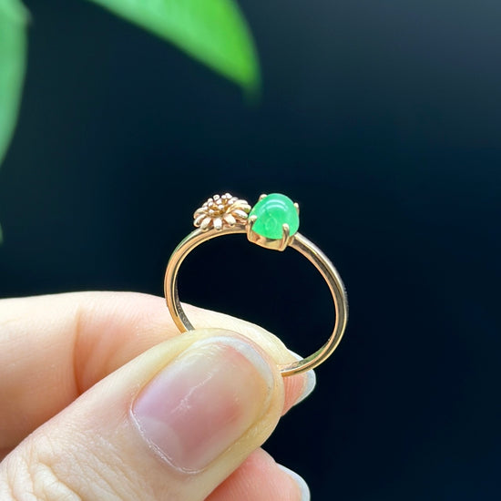 Load image into Gallery viewer, RealJade® &amp;quot;Amelie&amp;quot; 18k Rose Gold Natural Ice  Jadeite Engagement Ring

