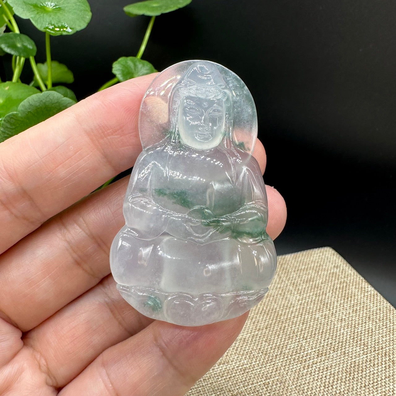 Load image into Gallery viewer, High end  &amp;quot;Goddess of Compassion&amp;quot; Genuine Ice Burmese Jadeite Jade Guanyin Necklace

