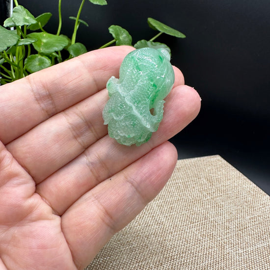 Baikalla Natural Ice Green Jadeite Jade "Lucky Cabbage" Carving, Collectibles