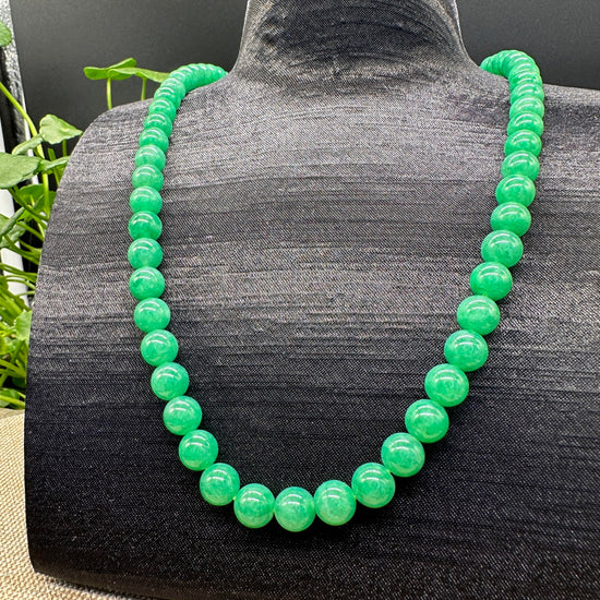 High end RealJade¨ Genuine Green Jadeite Jade Round Beads Necklace ( 7.5mm)