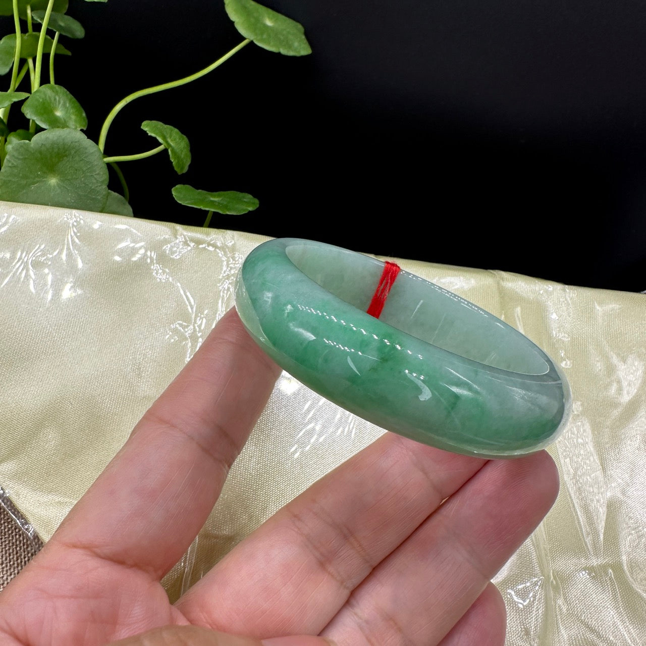 Genuine Burmese High-end Jade Jadeite Oval Bangle Bracelet ( 58.6mm )( Collectibles )