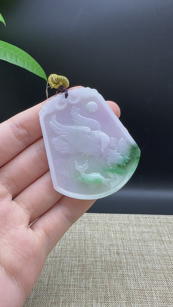 Load and play video in Gallery viewer, RealJade¨ Co.Genuine Jadeite Jade Eagle Pendant Necklace
