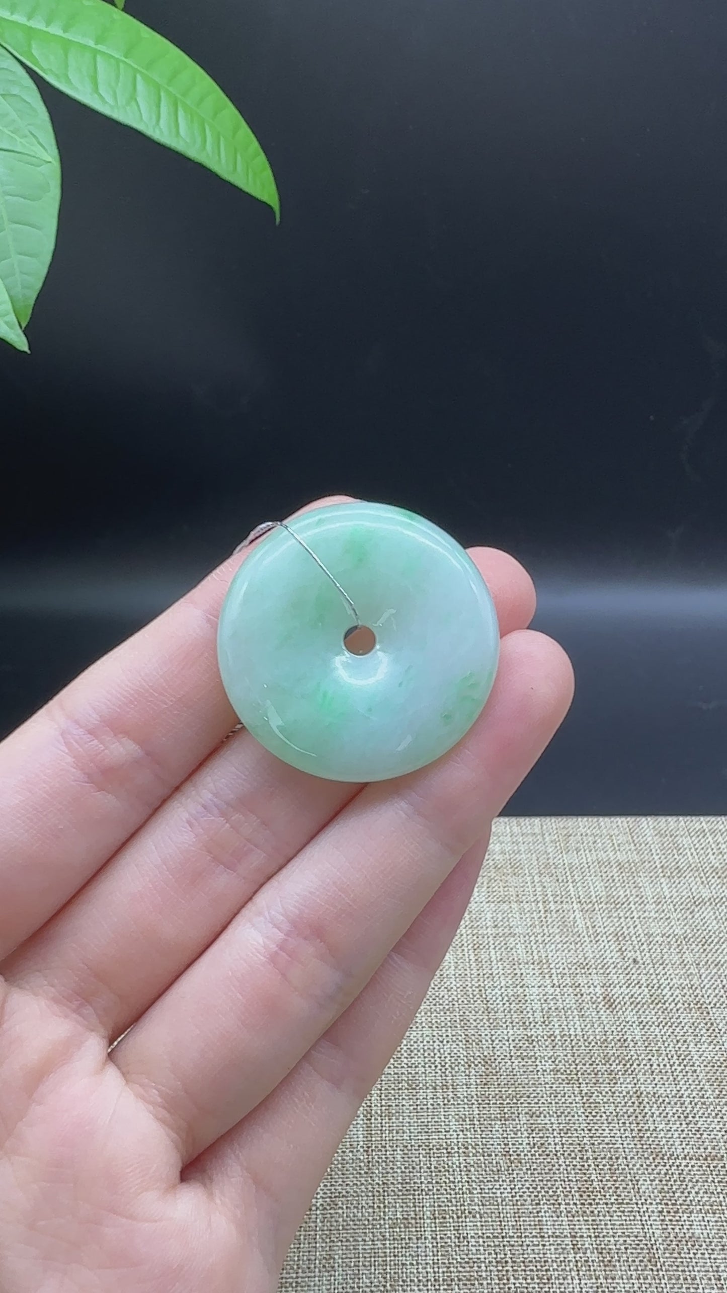 Load and play video in Gallery viewer, RealJade® &amp;quot;Good Luck Button&amp;quot; Necklace Ice Green Jadeite Jade Lucky Ping An Kou Pendant
