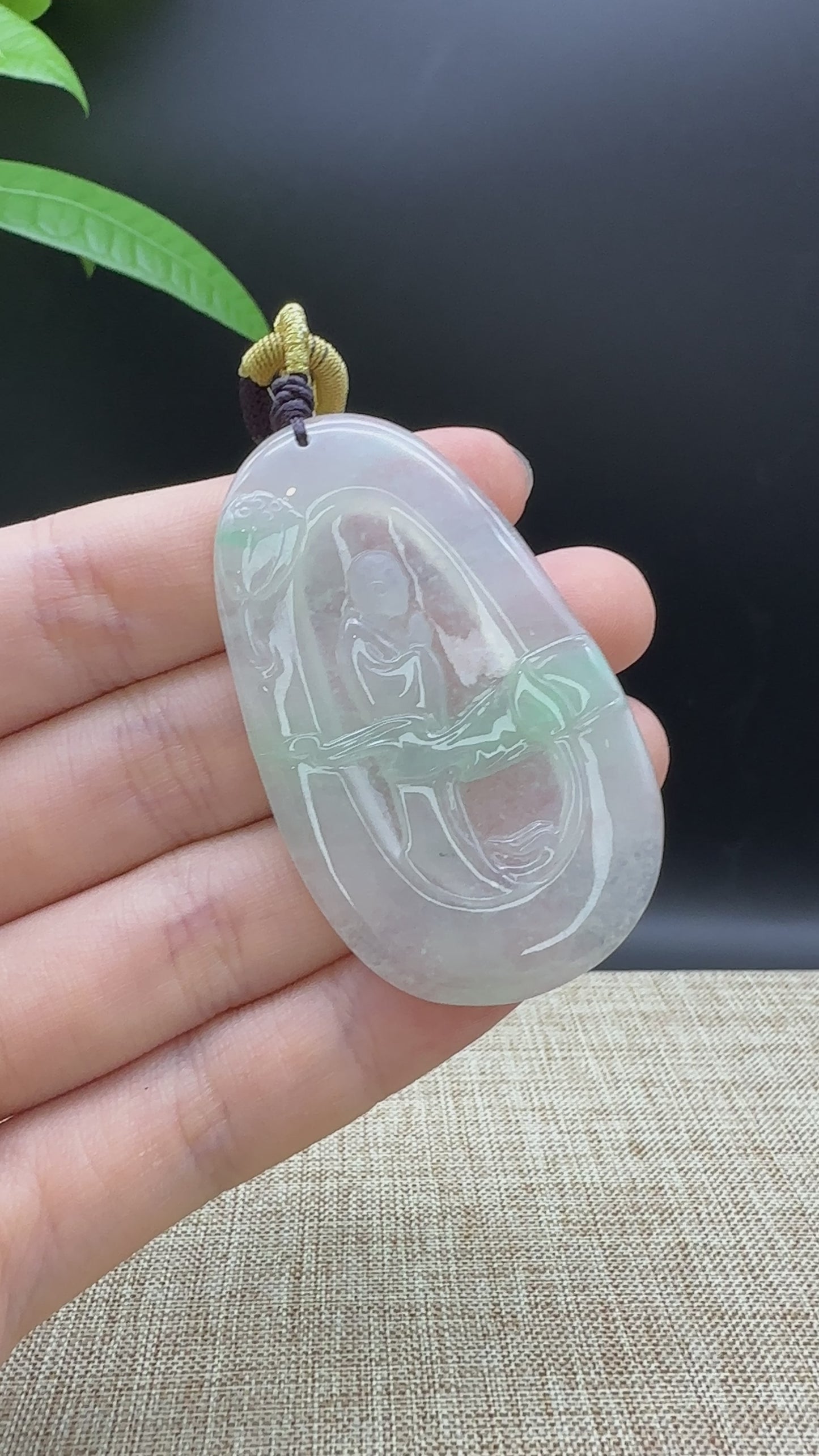 Load and play video in Gallery viewer, Genuine Ice Burmese Jadeite Jade Luohan Necklace
