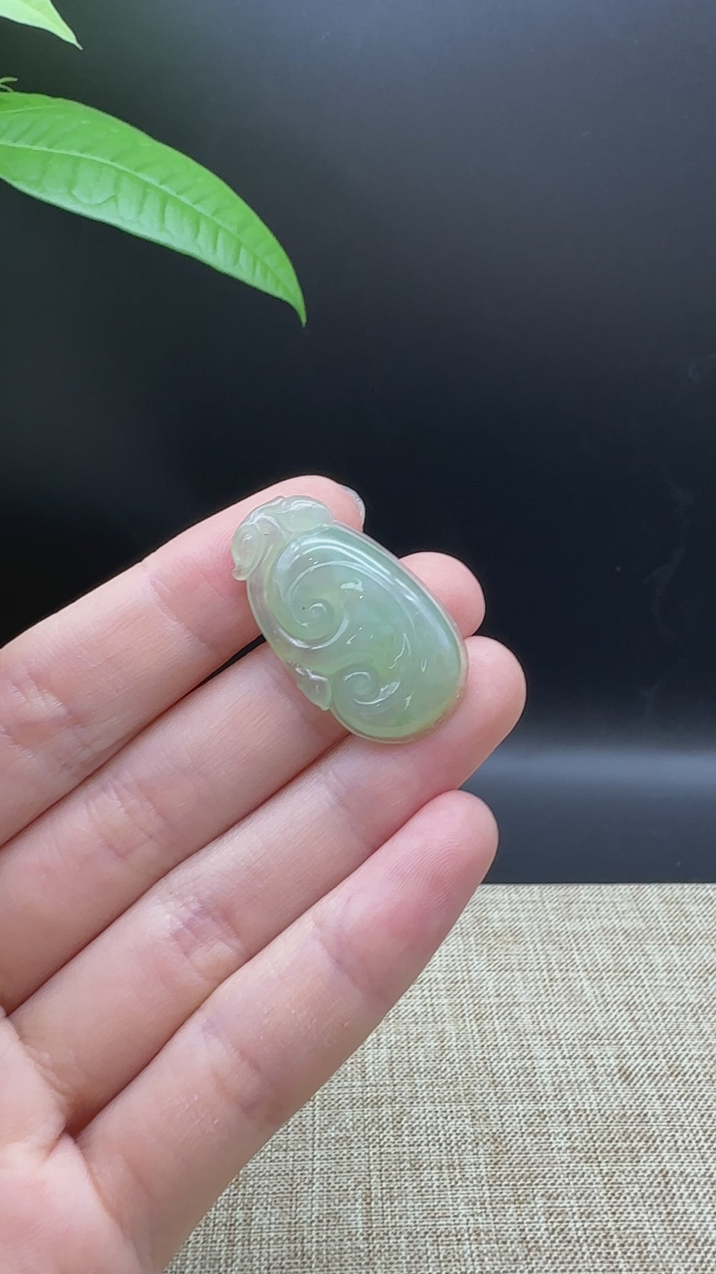 Load and play video in Gallery viewer, Genuine Green Jadeite Jade RuYi Pendant Necklace
