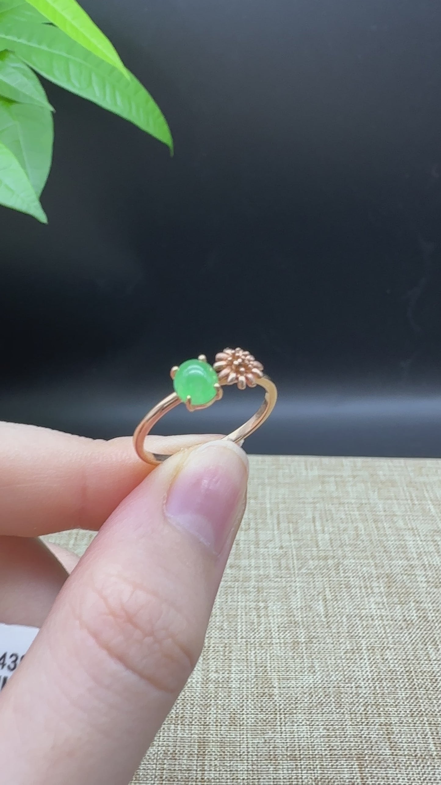 Load and play video in Gallery viewer, RealJade® &amp;quot;Amelie&amp;quot; 18k Rose Gold Natural Ice  Jadeite Engagement Ring
