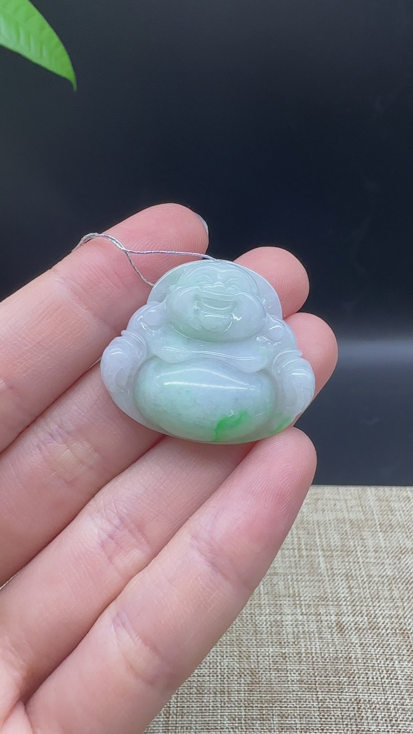 Load and play video in Gallery viewer, Genuine Burmese Jadeite Jade Happy Buddha Pendant
