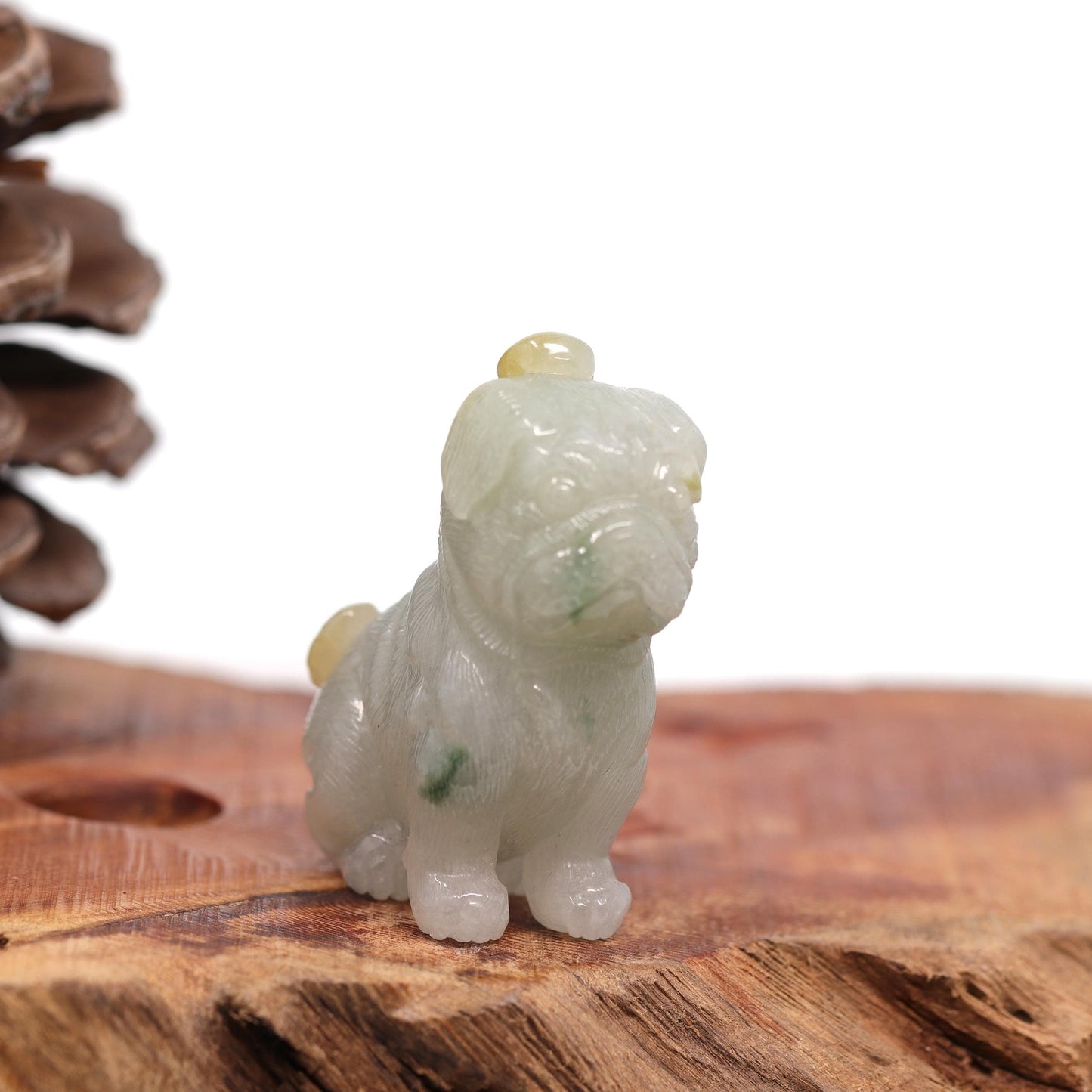 RealJade® Co. Natural Jadeite Jade Shar Pei Dog Carving, Collectibles