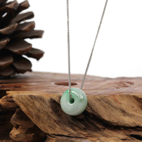 Load image into Gallery viewer, RealJade Co.¨ Jade Pendant Necklace Copy of Baikalla™ &amp;quot;Good Luck Button&amp;quot; Necklace Rich Green Jade Lucky KouKou Pendant Necklace
