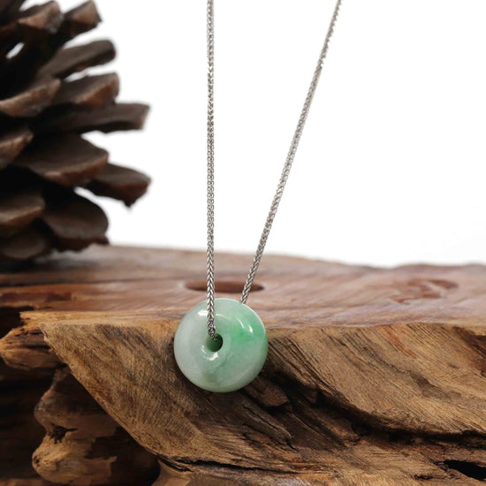 Load image into Gallery viewer, RealJade Co.¨ Jade Pendant Necklace Copy of Baikalla™ &amp;quot;Good Luck Button&amp;quot; Necklace Rich Green Jade Lucky KouKou Pendant Necklace
