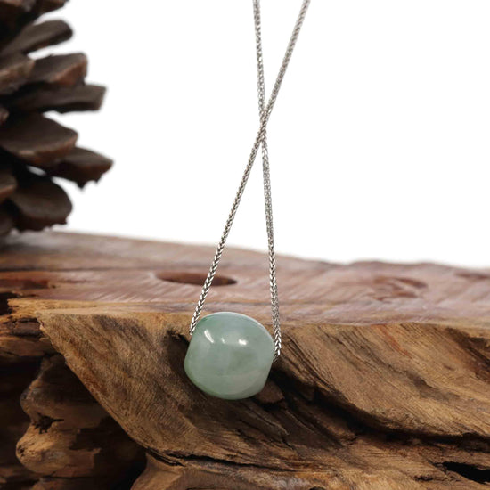 Load image into Gallery viewer, RealJade Co.¨ Jade Pendant Necklace Baikalla™ &amp;quot;Good Luck Button&amp;quot; Necklace Rich Forest Green Jade Lucky TongTong Pendant Necklace
