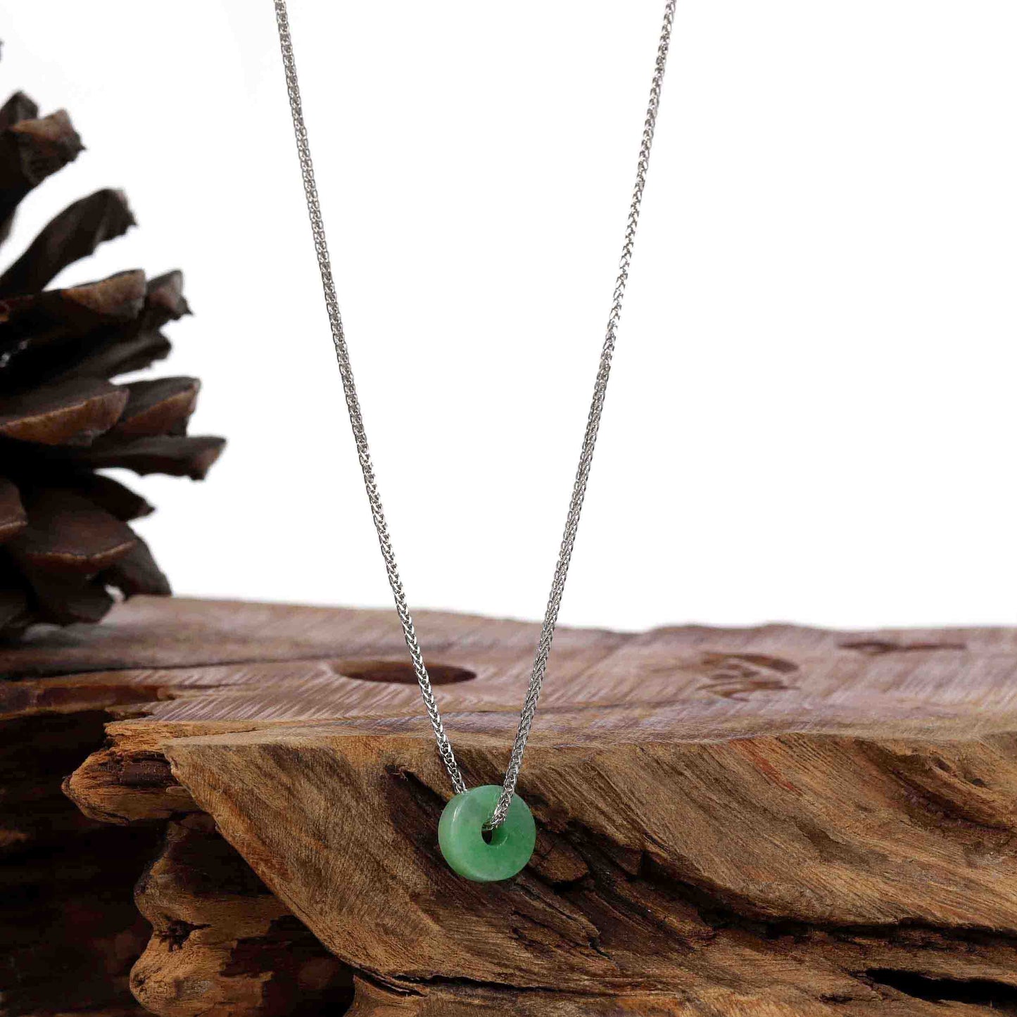 Load image into Gallery viewer, RealJade® Co. Jade Pendant Necklace Baikalla &amp;quot;Good Luck Button&amp;quot; Necklace Real Jadeite Jade Lucky KouKou Donut Pendant Necklace
