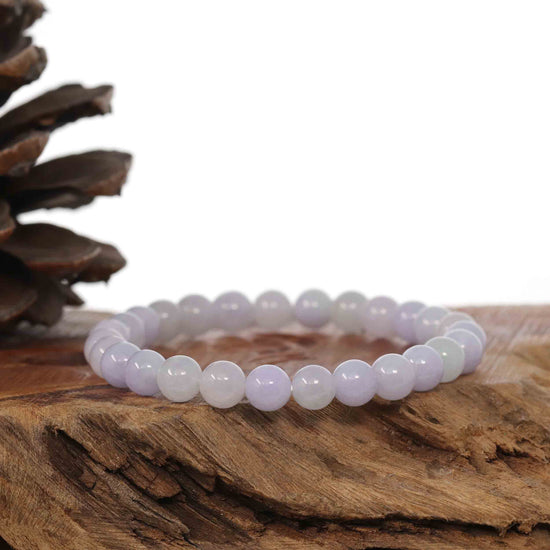 RealJade Co.® jade beads bracelet Jadeite Jade 7.5 mm Round Lavender Beads Bracelet ( 7.5 mm )