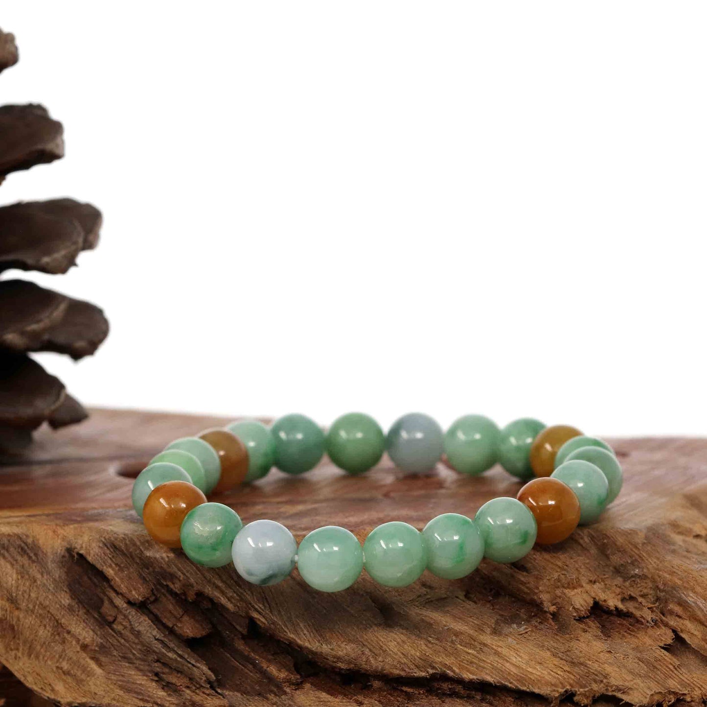 RealJade Co.® jade beads bracelet Copy of Genuine Jadeite Jade Round Multiple Colors Beads Bracelet ( 9 mm)