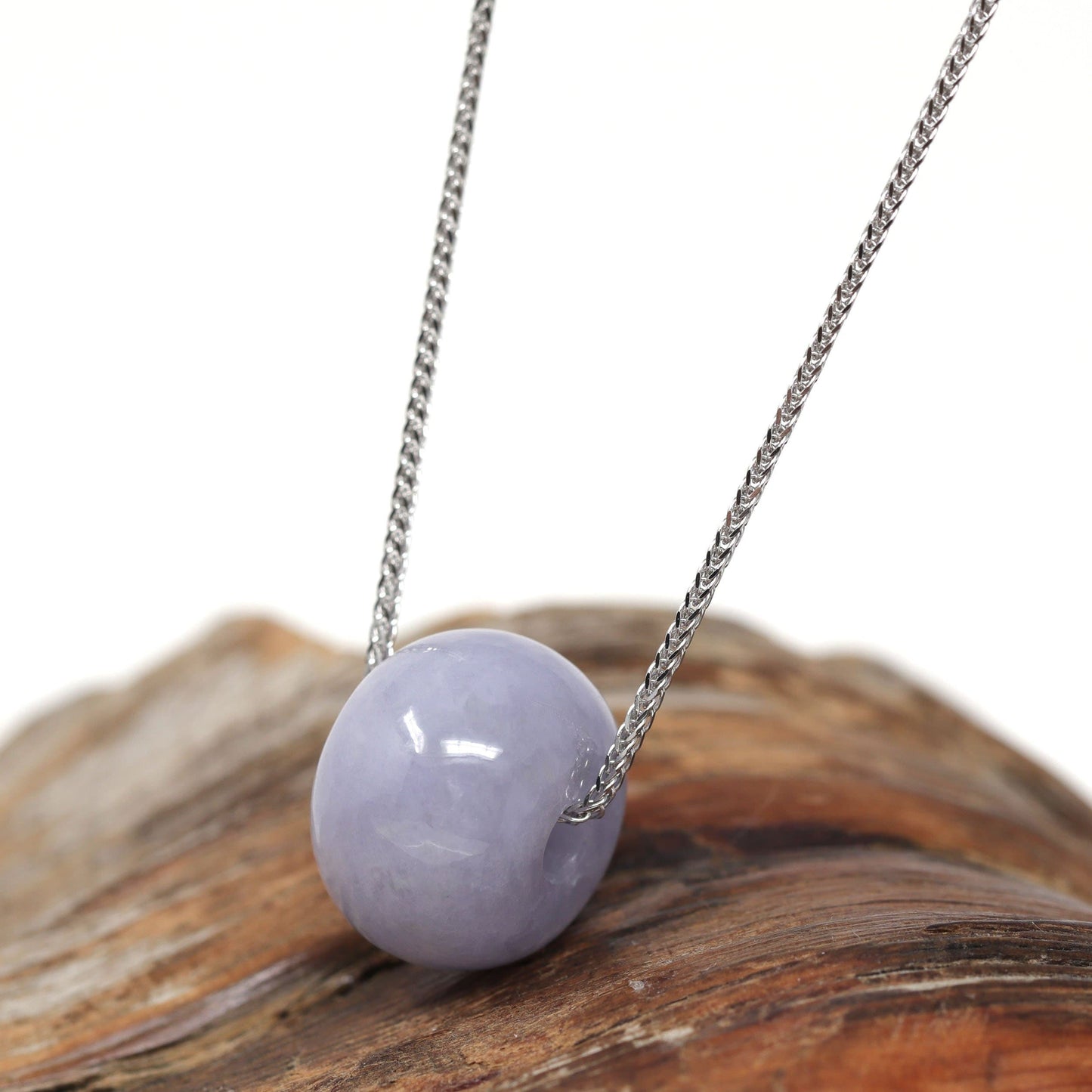 RealJade® "Good Luck Button" Necklace Real Lavender Jade Lucky KouKou Pendant Necklace