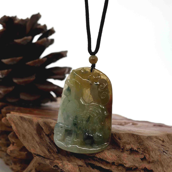 Load image into Gallery viewer, Natural Honey Yellow Jadeite Jade &amp;quot;Rooster&amp;quot; Pendant Necklace For Men, Collectibles.
