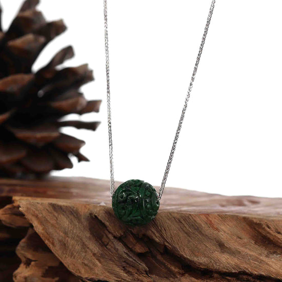 Load image into Gallery viewer, RealJade¨ Co. &amp;quot;Good Luck Button&amp;quot; Necklace Real Rich Green Jade Lucky KouKou Pendant Necklace
