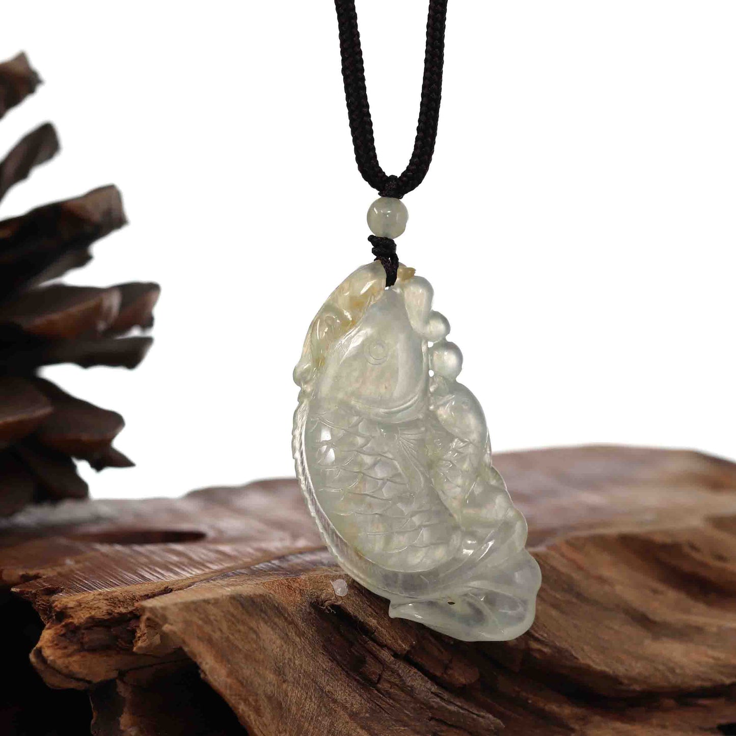 Load image into Gallery viewer, RealJade¨™ Genuine Burmese Ice Jadeite Jade Fish Pendant Necklace
