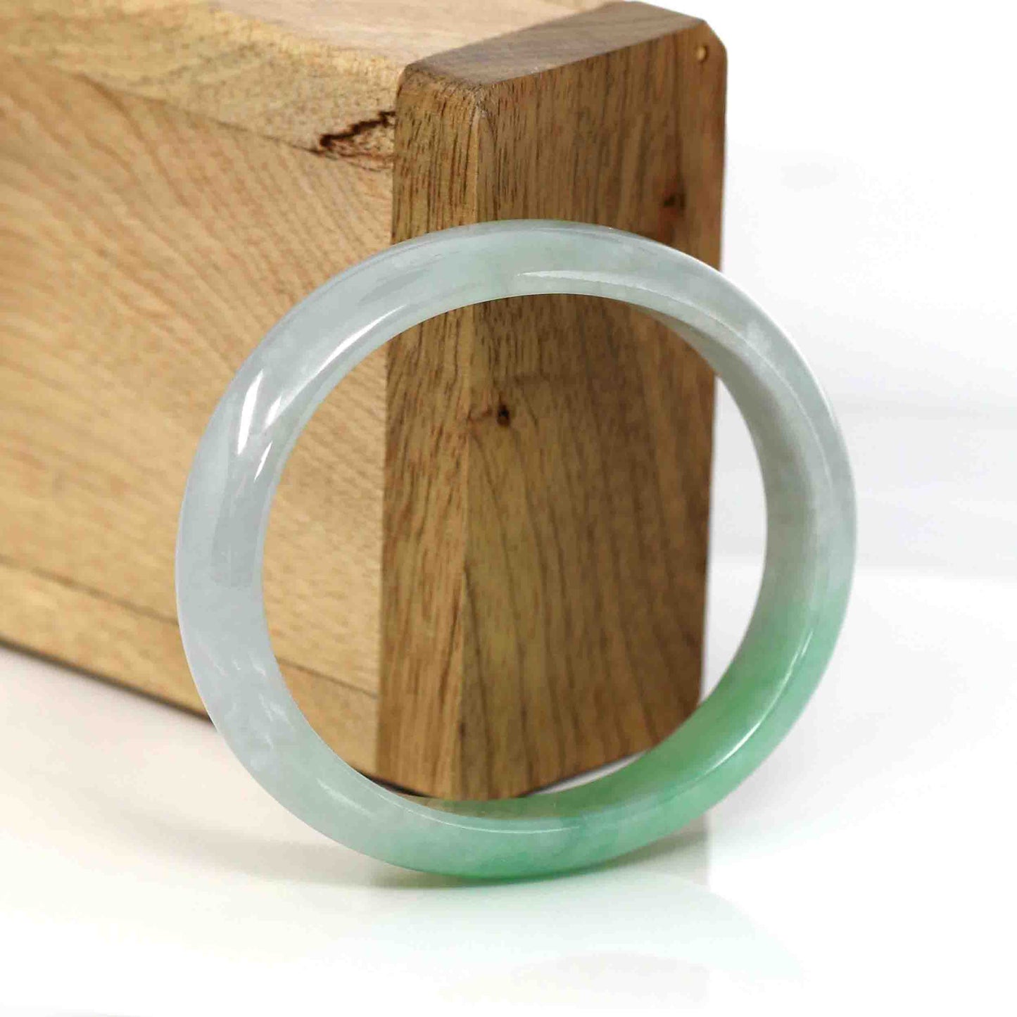 RealJade¨ Co. Genuine Burmese Green Jadeite Jade Oval Bangle (53.53 mm) #337