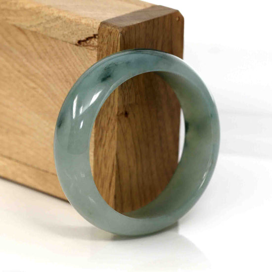 Genuine Burmese Blue-green Jadeite Jade Oval Bangle (54 mm) #283