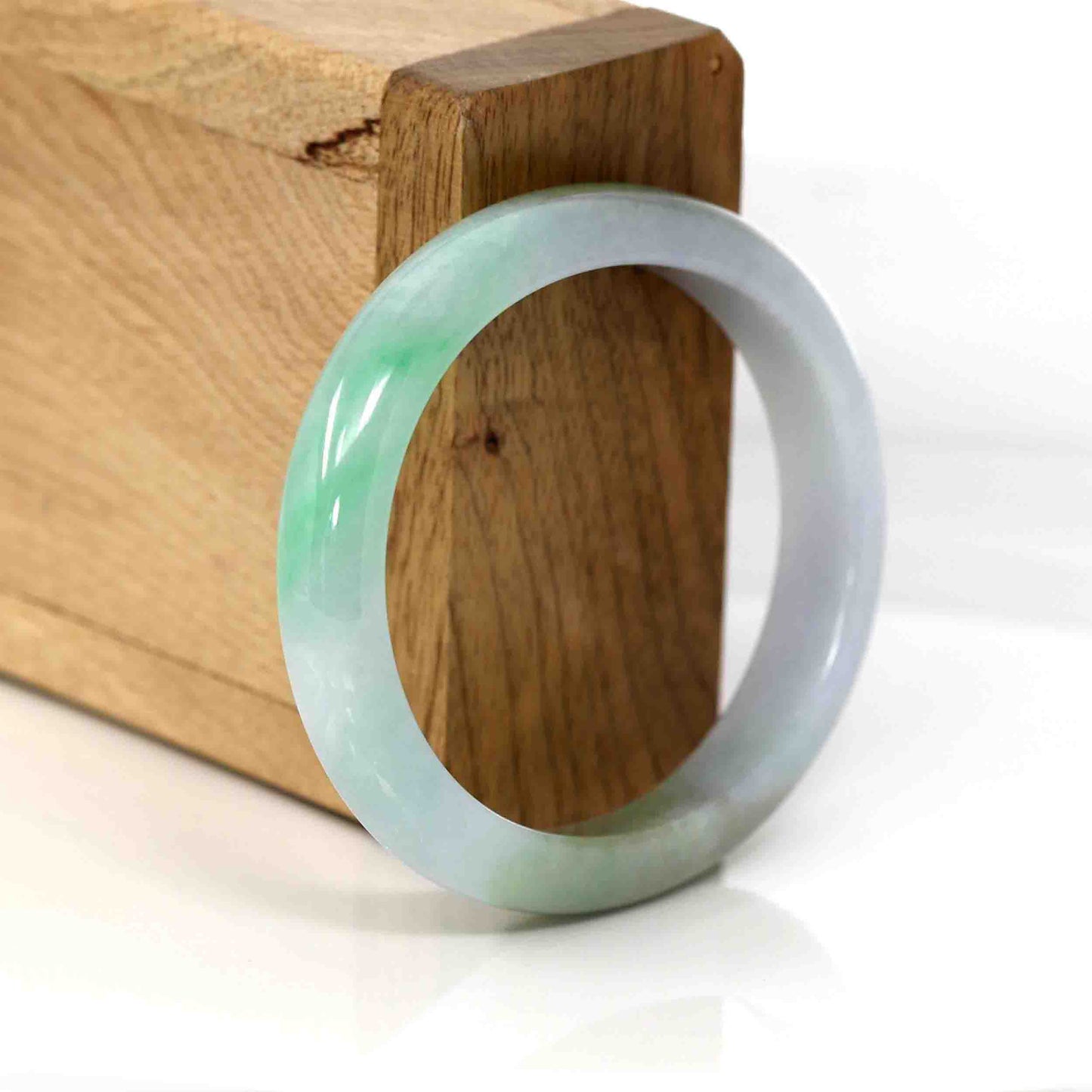 RealJade¨ Co. Genuine Burmese Green Jadeite Jade Oval Bangle (54.20 mm) #347