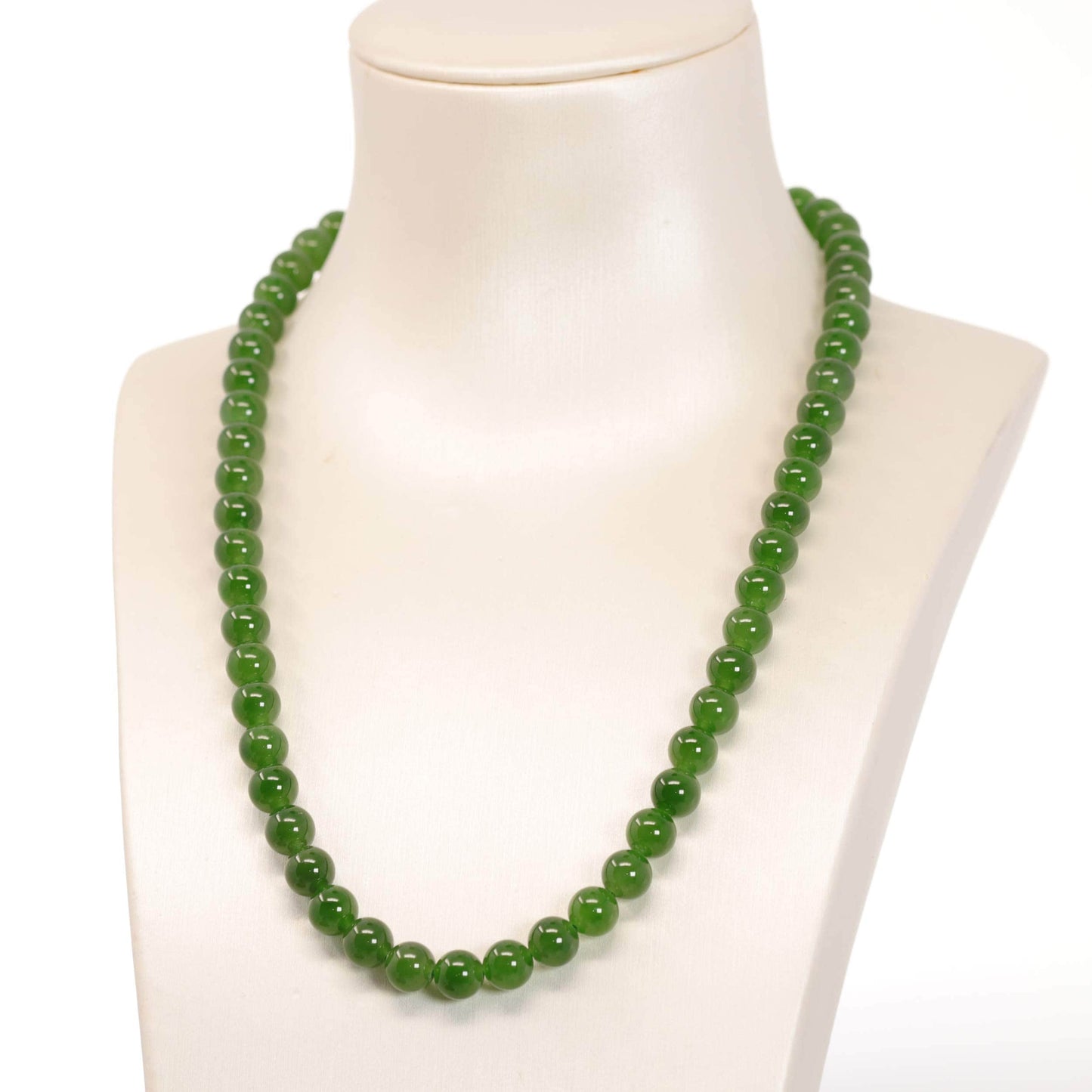 RealJade¨ Genuine High-quality Apple Green Nephrite Jade Round Beads Necklace ( 6mm )