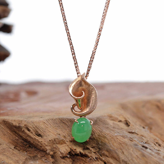 Genuine Jadeite Jade Pendant with Diamonds