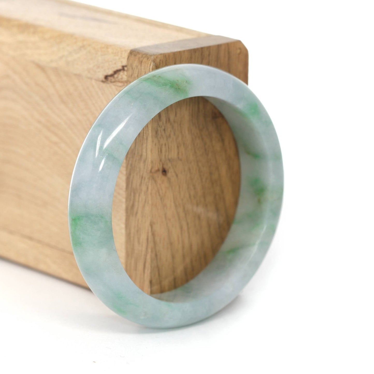 Load image into Gallery viewer, RealJade Co.® &amp;quot;Classic Bangle&amp;quot; Blue Green Natural Burmese Jadeite Jade Bangle ( 52.58 mm ) #244
