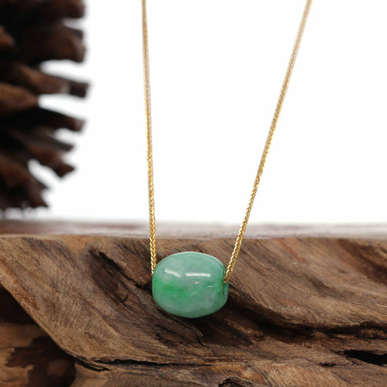 RealJade Co.® "Good Luck Button" Necklace Rich Forest Green Jade Lucky TongTong Pendant Necklace-RealJade Co.® Happy Valley Oregon