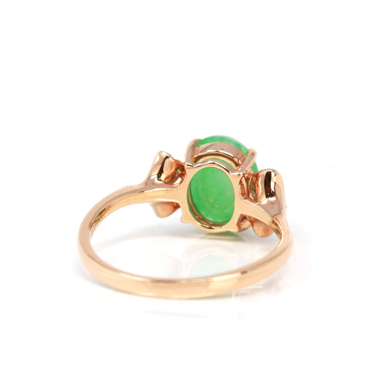 RealJade™ "Talia" 18k Rose Gold Natural Imperial Jadeite Engagment Ring