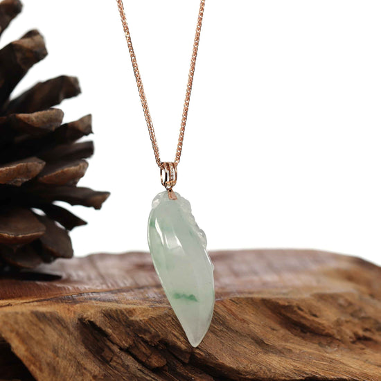 Load image into Gallery viewer, RealJade Co.¨ Jade Pendant Natural Ice Jadeite &amp;quot;Longevity Peach&amp;quot; ShouTao Necklace With 14k Yellow Gold Diamond Bail
