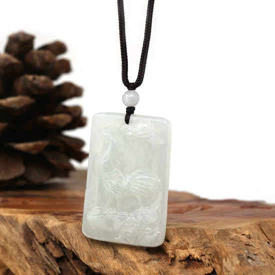 Load image into Gallery viewer, RealJade Co.¨ Jade Carving Necklace Copy of Natural Honey Yellow Jadeite Jade &amp;quot;Rooster&amp;quot; Pendant Necklace For Men, Collectibles.
