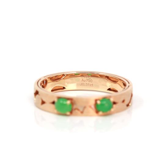 Load image into Gallery viewer, RealJade® &amp;quot;Orla&amp;quot; 18k Rose Gold Natural Imperial Jadeite Wedding Band
