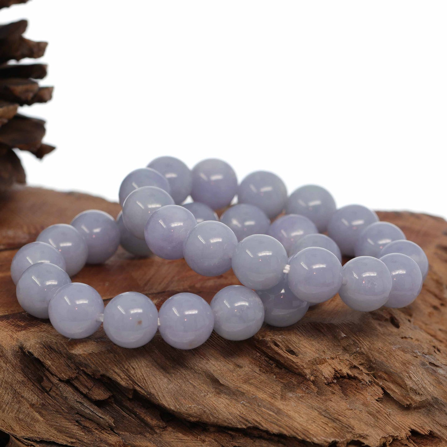 Jadeite Jade 13mm Round Purple Lavender Beads Bracelet