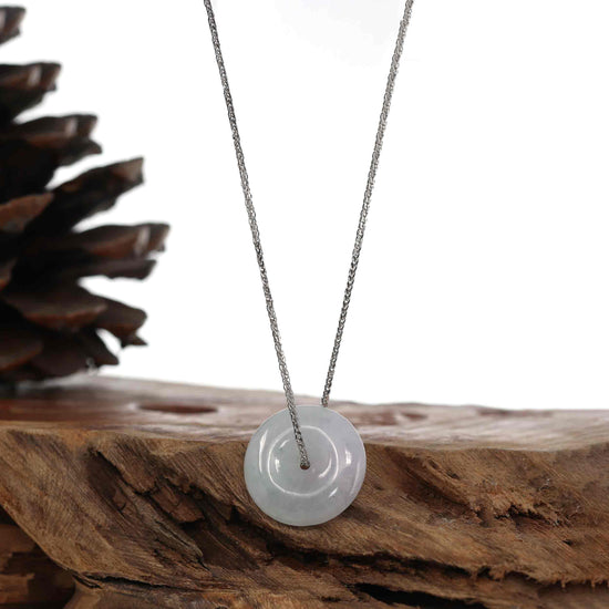 Load image into Gallery viewer, RealJade¨ &amp;quot;Good Luck Button&amp;quot; Necklace Lavender Jadeite Jade Lucky Ping An Kou Necklace
