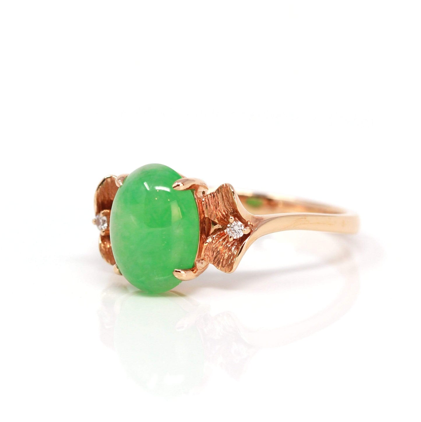 RealJade™ "Talia" 18k Rose Gold Natural Imperial Jadeite Engagment Ring
