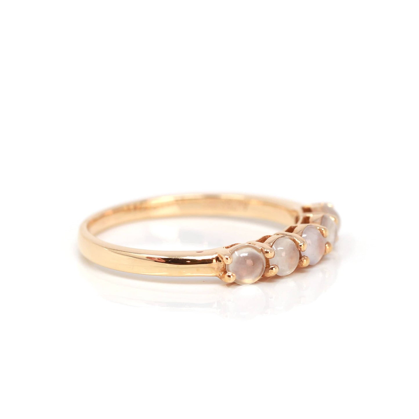 Load image into Gallery viewer, RealJade® &amp;quot;5 Stone Anniversary&amp;quot; 18k Rose Gold Natural Ice Jadeite Band With Diamonds
