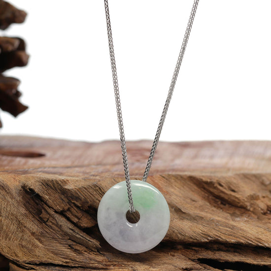 Load image into Gallery viewer, RealJade Co.® &amp;quot;Good Luck Button&amp;quot; Necklace Green and Lavender Jadeite Jade Lucky Ping An Kou Necklace
