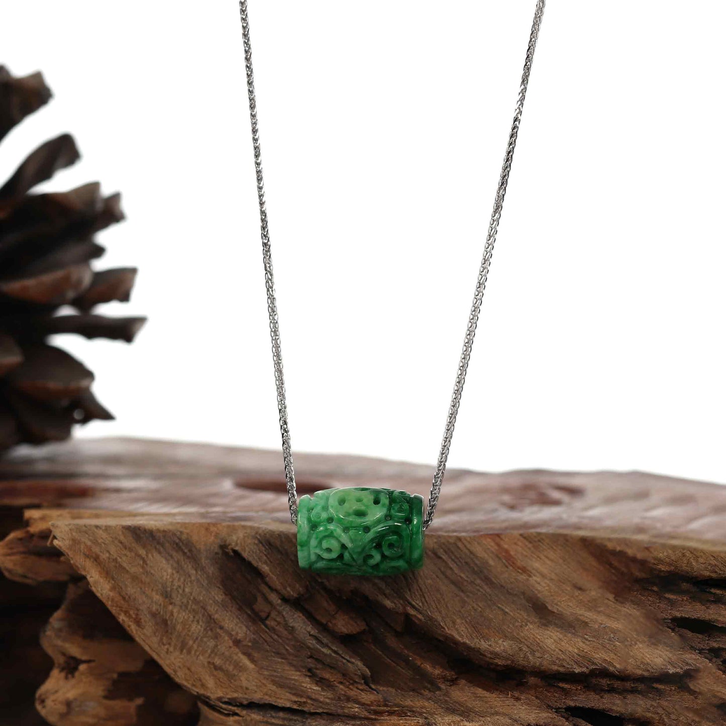 RealJade¨™ "Good Luck Button" Necklace Green Jadeite Jade Lucky TongTong Pendant Necklace