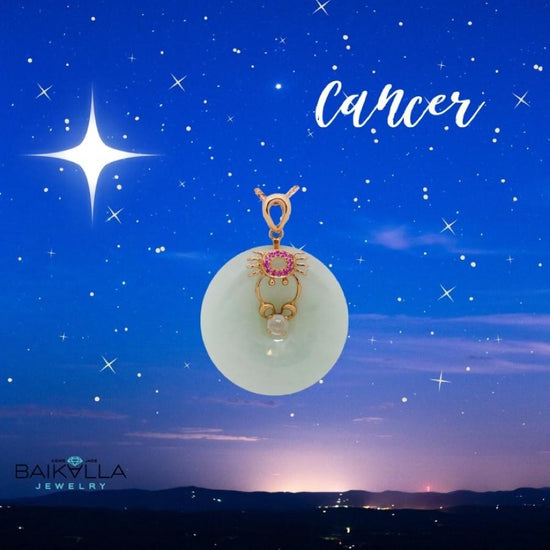 Load image into Gallery viewer, 18k Rose Gold Genuine Jade Jadeite Constellation Horoscope (Cancer) Necklace Pendant with Ruby
