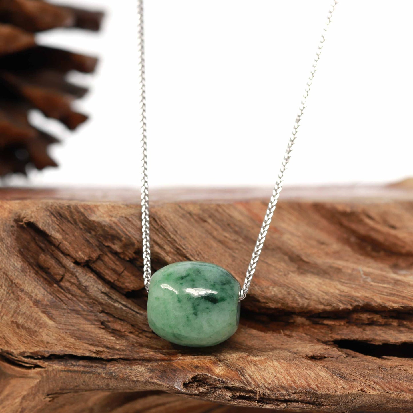 Load image into Gallery viewer, RealJade &amp;quot;Good Luck Button&amp;quot; Necklace Rich Blue-Green Jade Lucky TongTong Pendant Necklace
