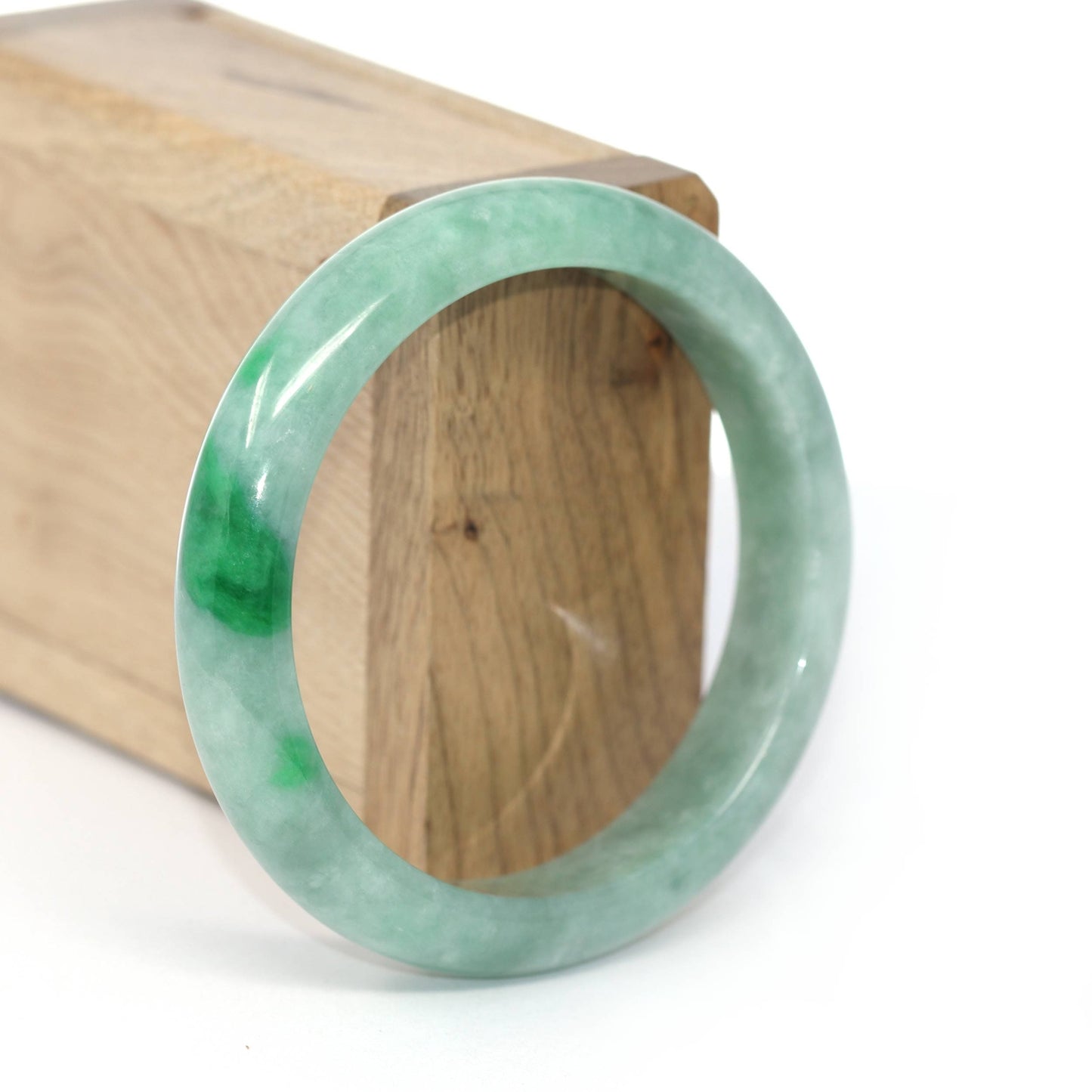 Load image into Gallery viewer, Genuine Burmese Forest Green Jadeite Jade Bangle Bracelet (58.3 mm) #257
