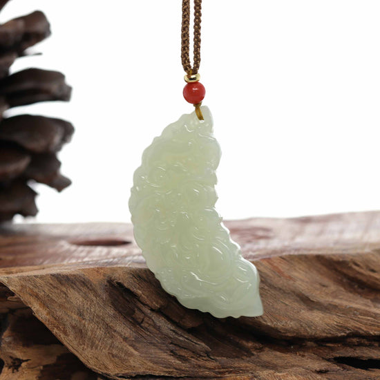 Copy of RealJade Co.® "Dragon Good Luck Pattern" Genuine HeTian White Nephrite Jade Symbol Pendant Necklace-RealJade Co.® Happy Valley Oregon